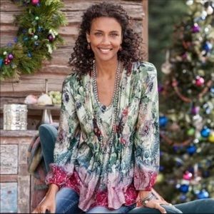 Sundance Sugarplum Garden Silk Floral Blouse M